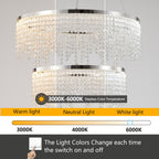 luxury LED chandelier with color temperature control bedroom view