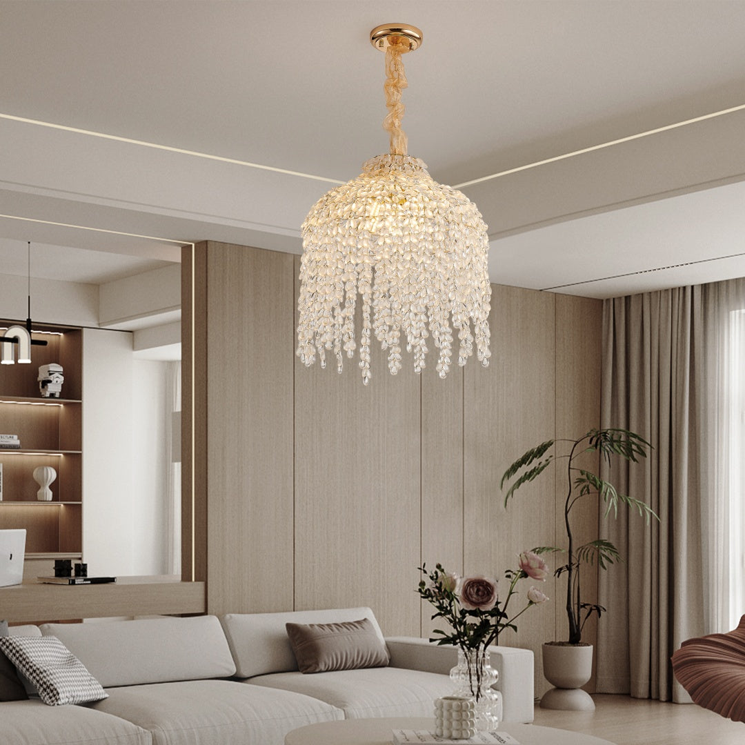 crystal bead string chandelier gold finish living room dining