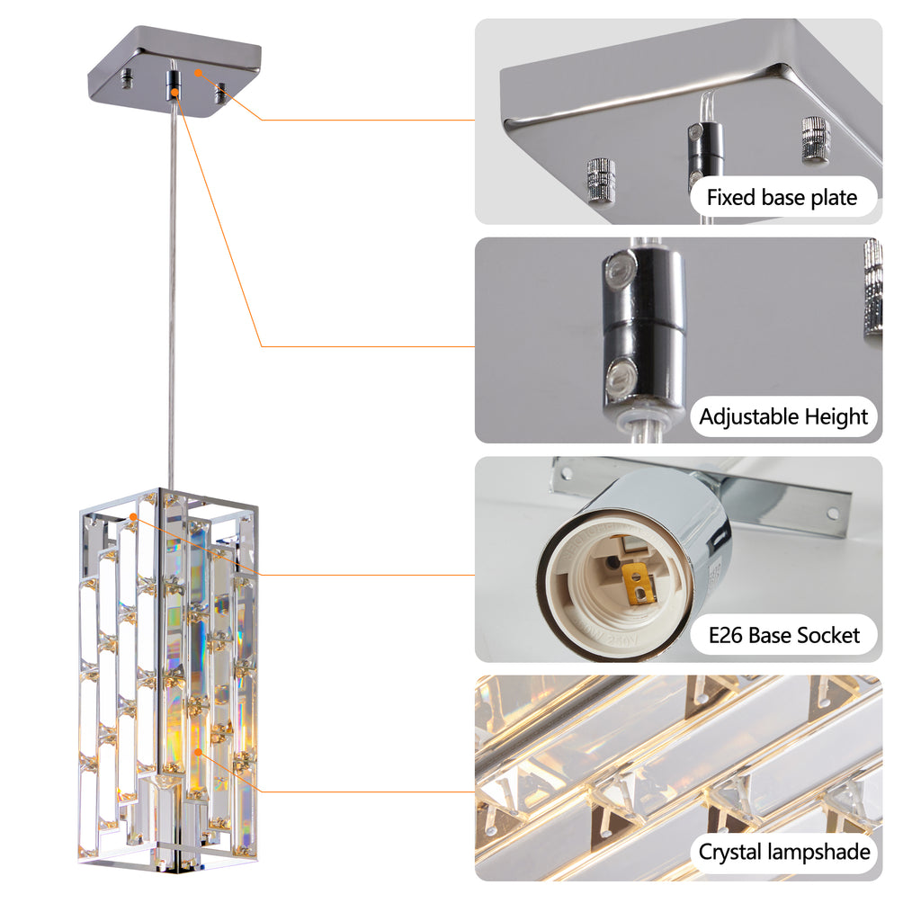 3-pack crystal prism pendant lights dimensions and specifications