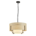 hand-woven rattan chandelier with fabric shade dining room