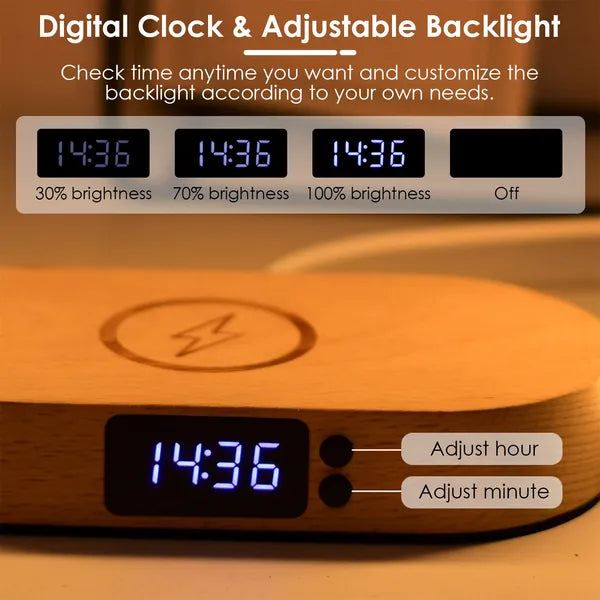 Touch bedside lamp showing warm white reading light mode