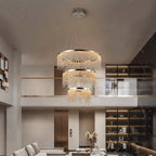 modern chrome crystal chandelier ceiling mount installation detail