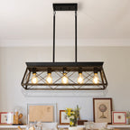 modern black gold cage chandelier kitchen island living room