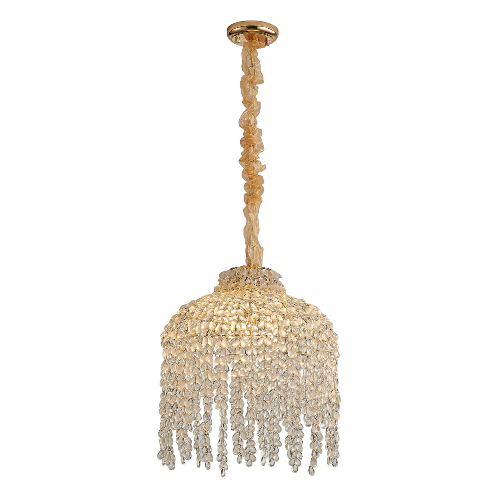 5-light crystal chandelier waterfall design close-up bead detail