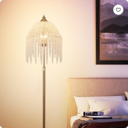 3-Light Crystal Floor Lamp – Vintage Waterfall Design with Marble Base for Living Room