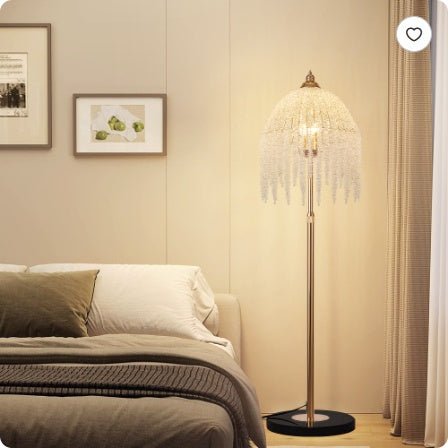 3-Light Crystal Floor Lamp – Vintage Waterfall Design with Marble Base for Living Room