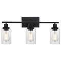 3-Light Matte Black Wall Sconce with Clear Glass Shade – Bathroom Vanity & Hallway Light 3Heads