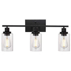 3-Light Matte Black Wall Sconce with Clear Glass Shade – Bathroom Vanity & Hallway Light 3Heads