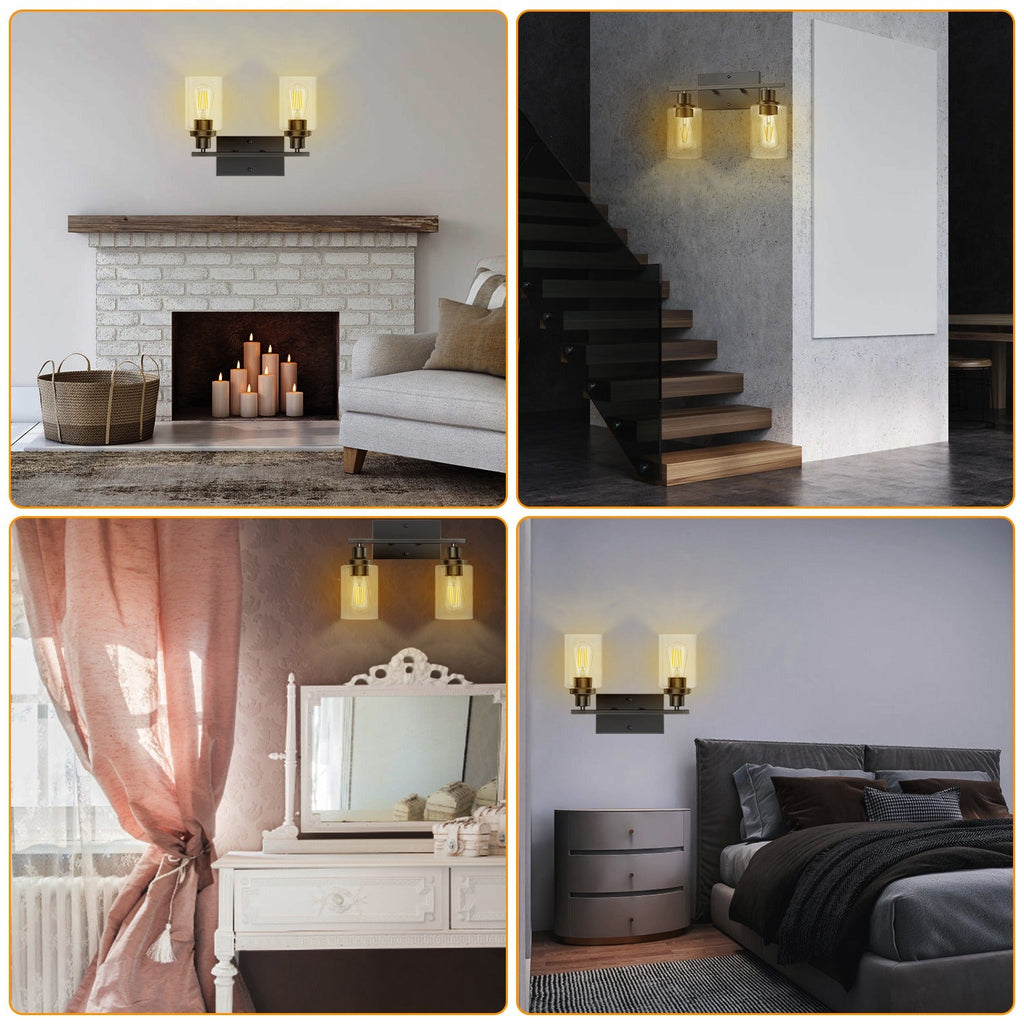3-Light Matte Black Wall Sconce with Clear Glass Shade – Bathroom Vanity & Hallway Light