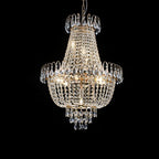 grand gold crystal pendant chandelier ceiling installation view
