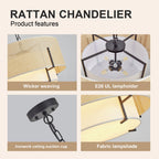 rustic woven drum chandelier entryway foyer living room view