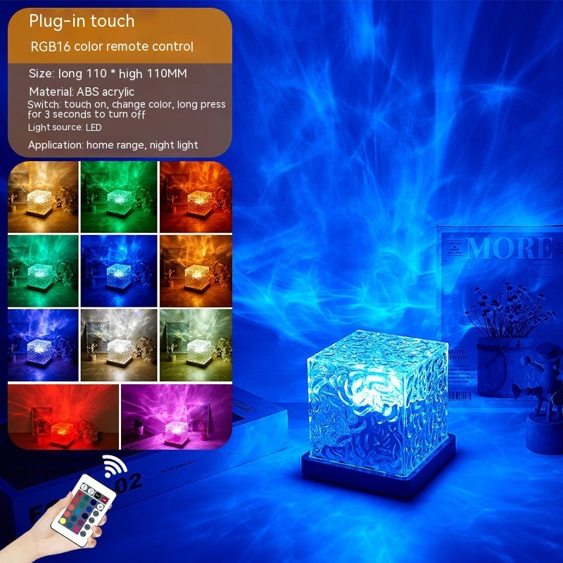RGB crystal water ripple night light – red mode bedroom decor