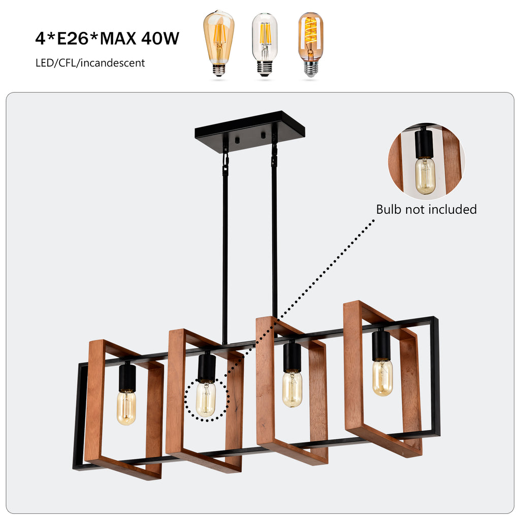 Farmhouse rectangular pendant installation hardware and components