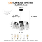 Modern black farmhouse chandelier dimensions and size guide
