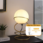 13.5-inch matte gold spiral 4-ring metal stand glass globe table lamp – main view