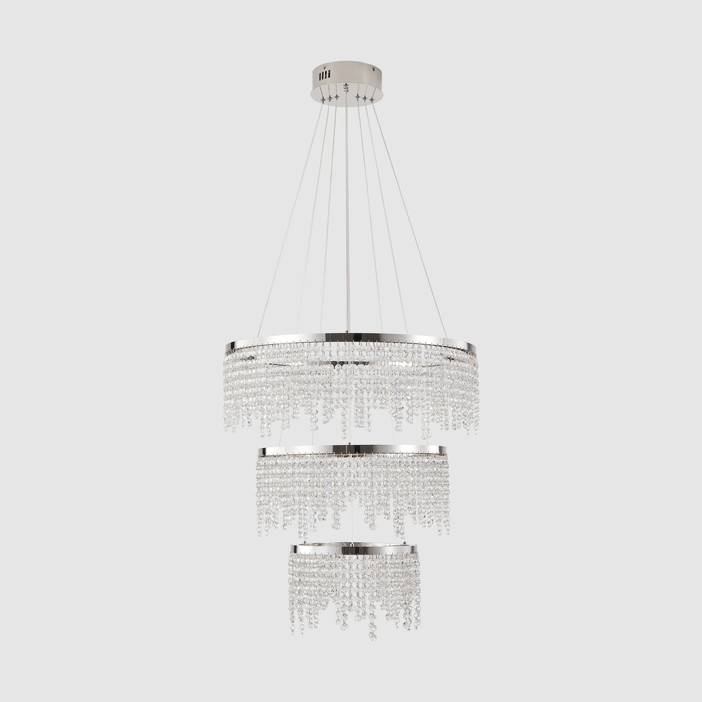 round chrome LED crystal chandelier living room dining room installed