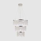 round chrome LED crystal chandelier living room dining room installed