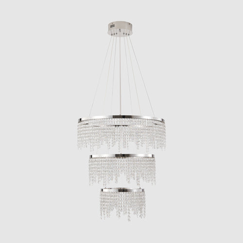 round chrome LED crystal chandelier living room dining room installed