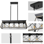 industrial cage chandelier 5-light adjustable height close-up