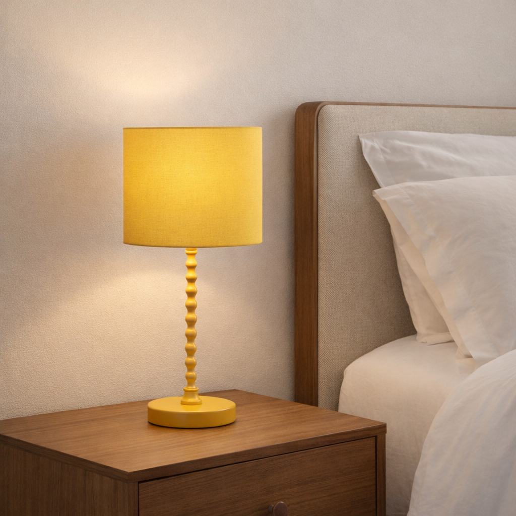 Modern ochre and gold Sereno table lamp – main product view