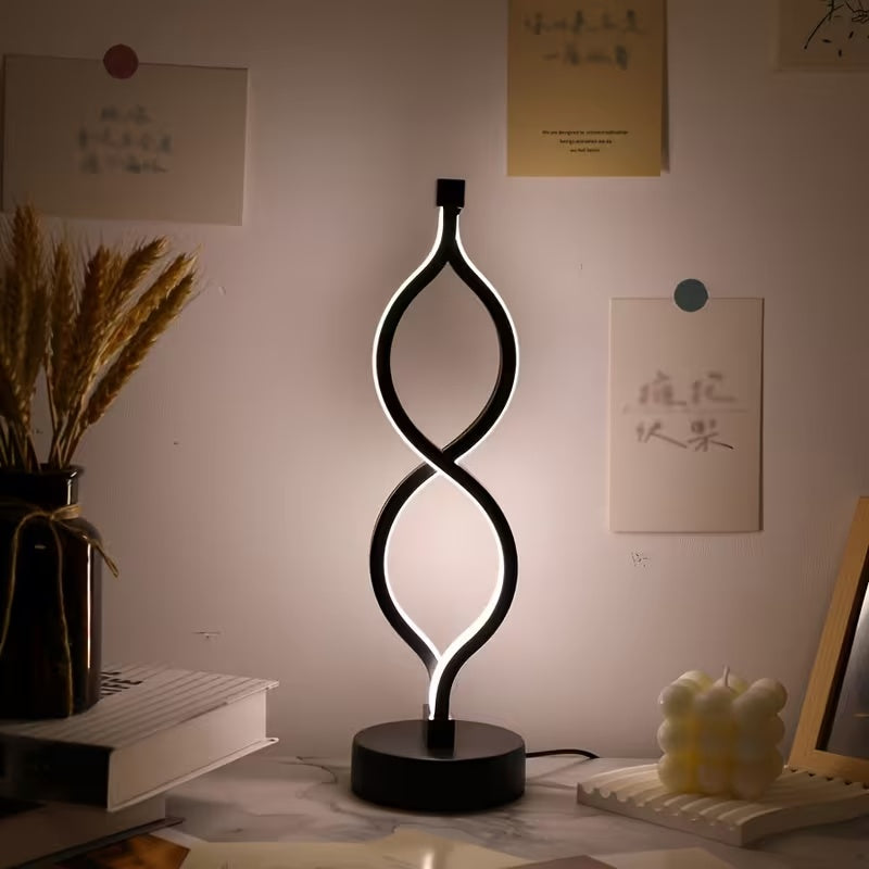 USB powered wave-shaped dimmable desk lamp close-up