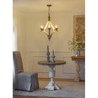 adjustable chain cream chandelier entryway foyer view