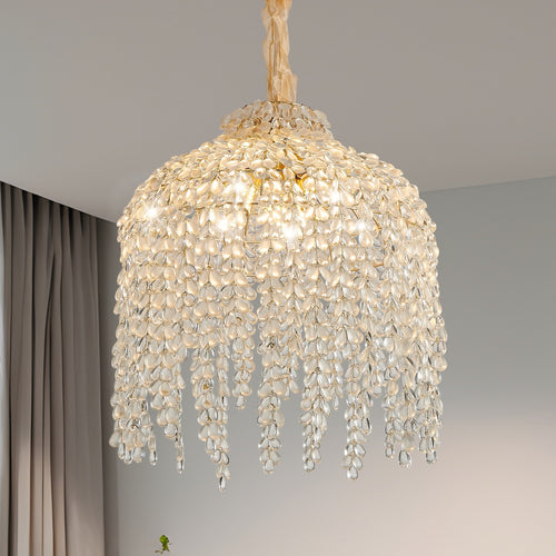 16 inch crystal waterfall chandelier 5-light gold grape bead main view