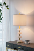13x13x26 inch marble table lamp – elegant stone base main view