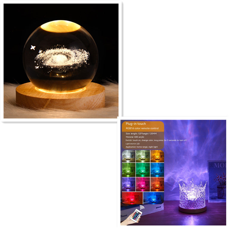 RGB crystal water ripple night light – ceiling projection effect