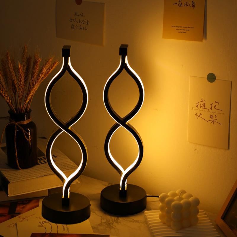 2-pack modern wave-shaped USB desk lamp – main product view