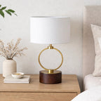 Nordic bedside lamp in minimalist bedroom nightstand setting