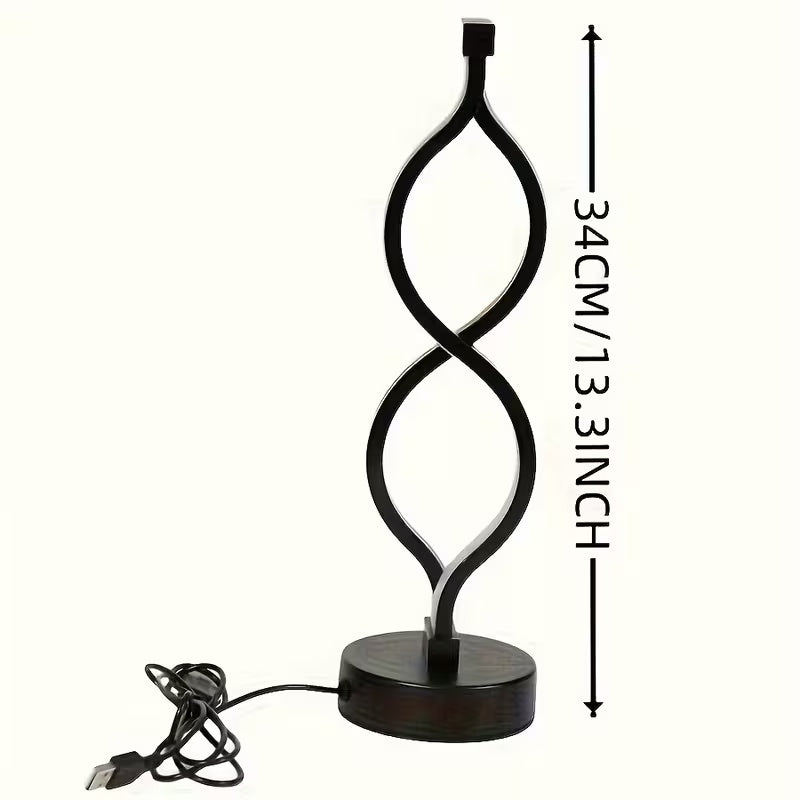 Modern wave lamp pair on bedroom nightstand and study desk