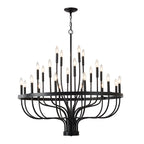 24-light black industrial farmhouse candle chandelier main view