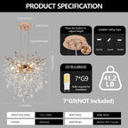 contemporary gold crystal chandelier ceiling pendant detail view