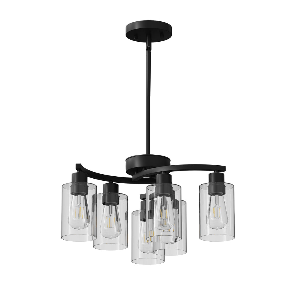 Black chandelier adjustable height with included hanging rods