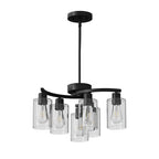 Black chandelier adjustable height with included hanging rods