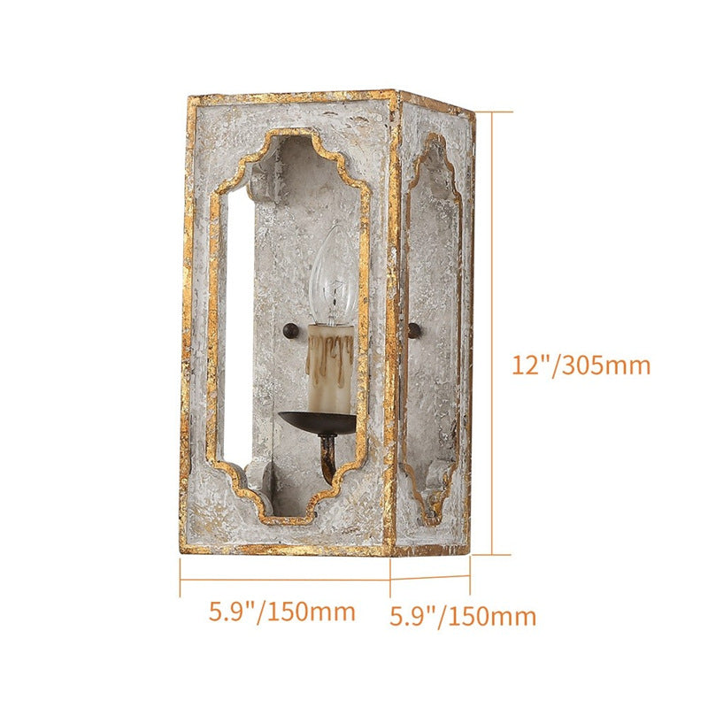 Rustic Wood Wall Sconce – Vintage Country Style LED Wall Lamp