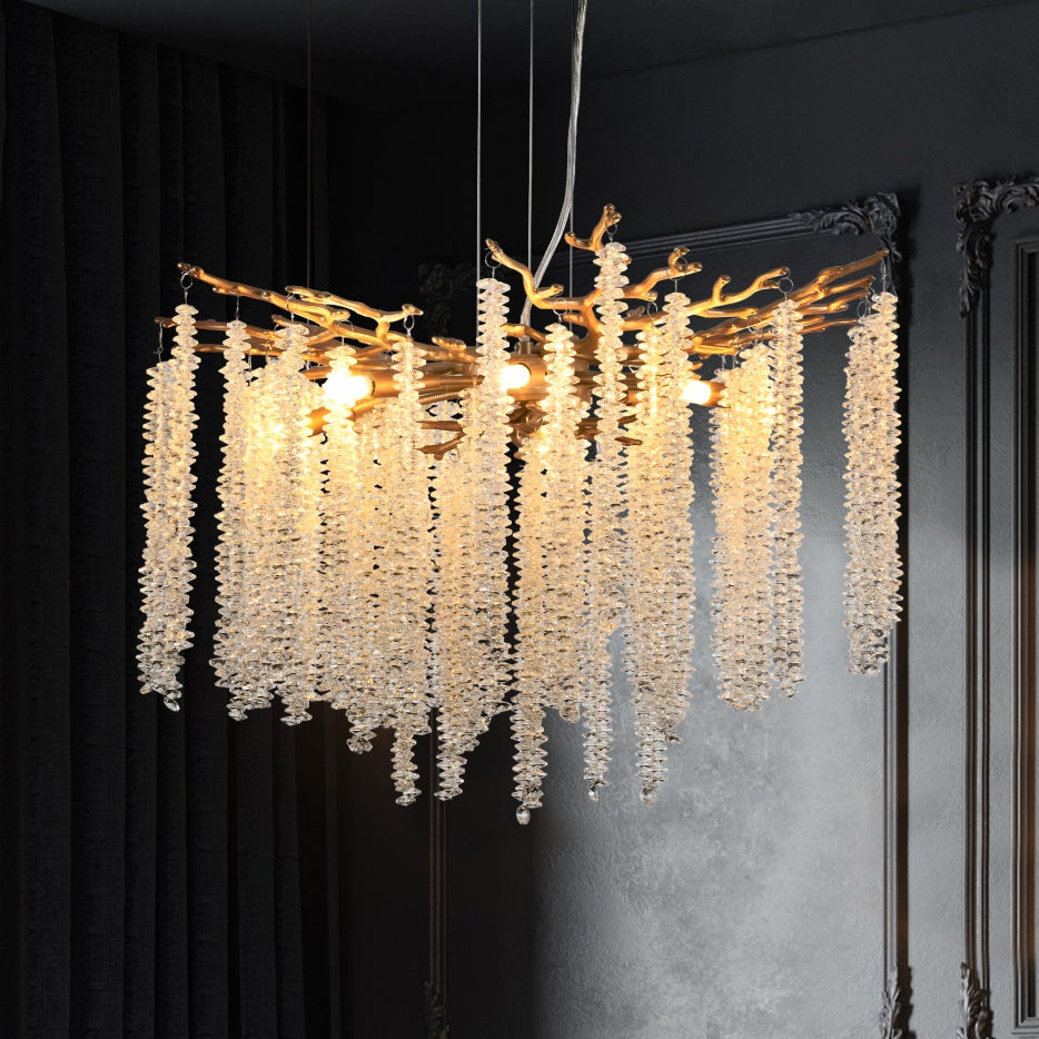 Gold crystal chandelier dimensions and size reference