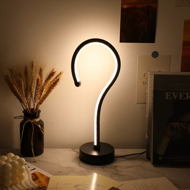 USB dimmable question mark lamp close-up of design detail