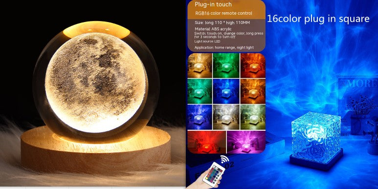 RGB crystal water ripple night light – gift box packaging