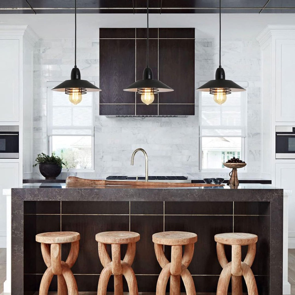E26 socket detail on black farmhouse spring pendant light
