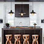 E26 socket detail on black farmhouse spring pendant light