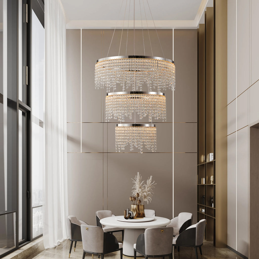 24 inch LED crystal chandelier adjustable color temperature chrome main view