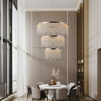 24 inch LED crystal chandelier adjustable color temperature chrome main view