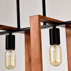 Matte black metal frame detail on 36-inch rectangular chandelier