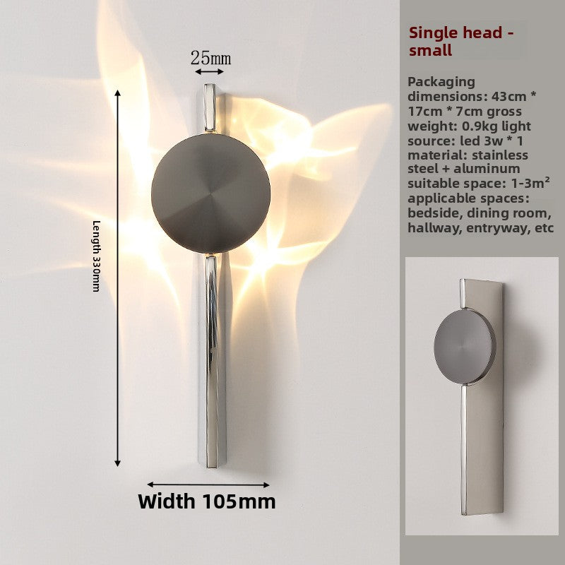 Minimalist Stainless Steel Projection Wall Lamp – 3W LED Art Light