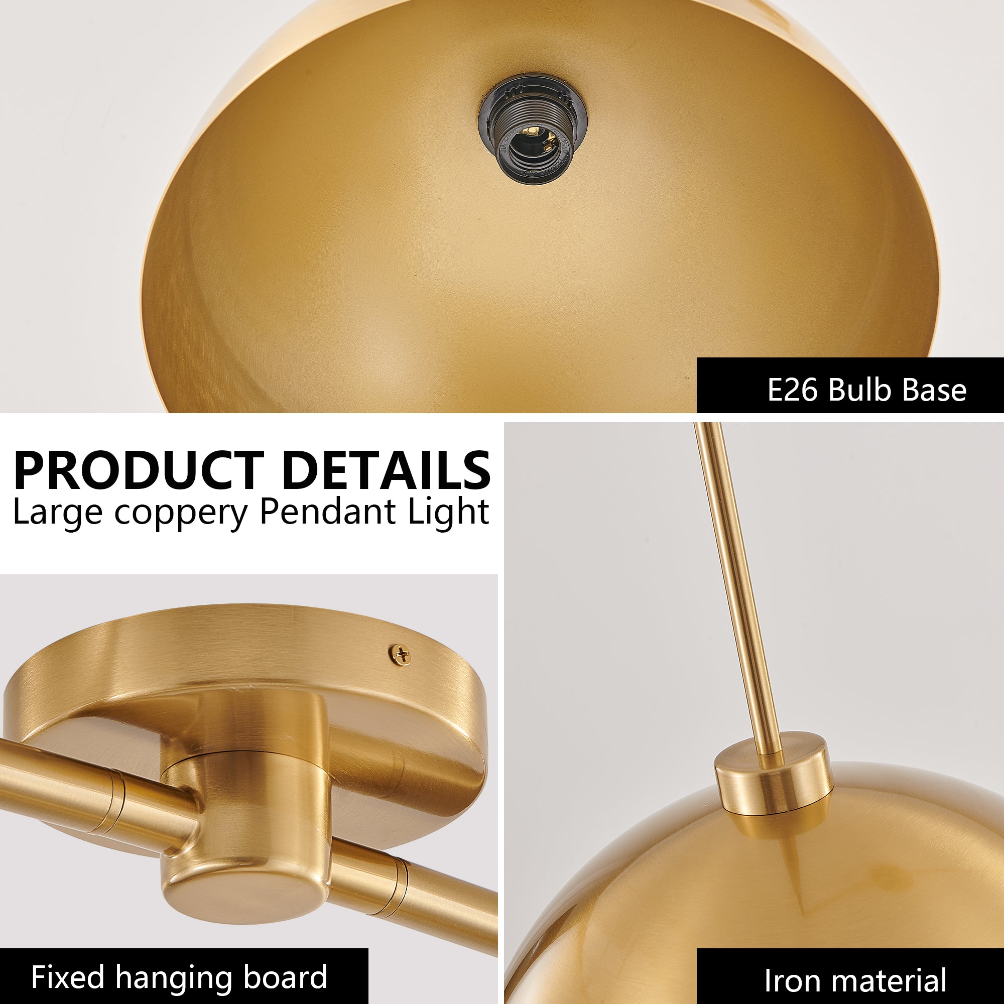 41-inch copper pendant light dimensions and size reference
