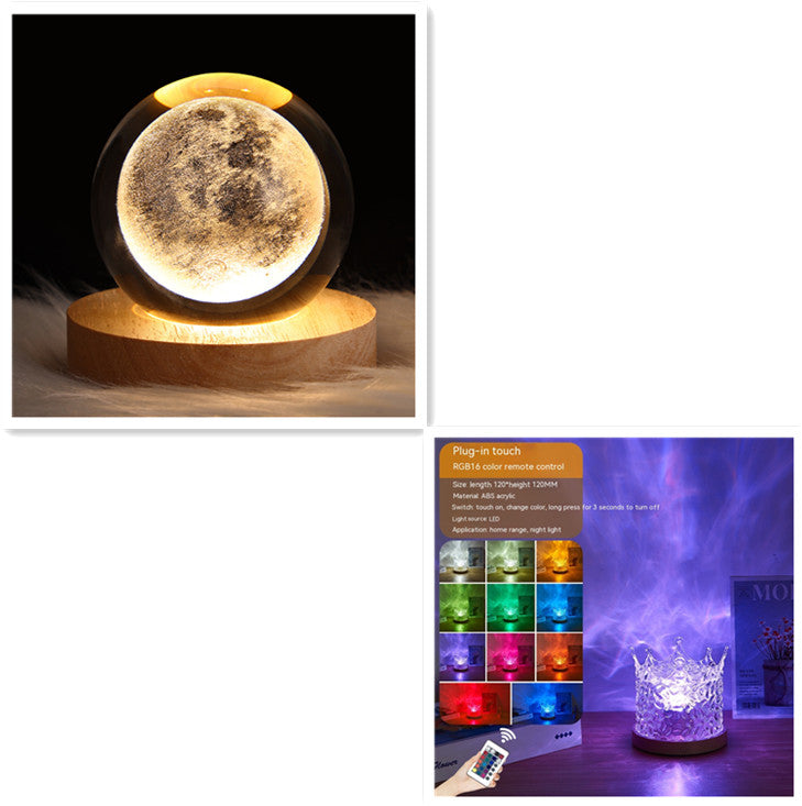 RGB crystal water ripple night light – 16 color modes