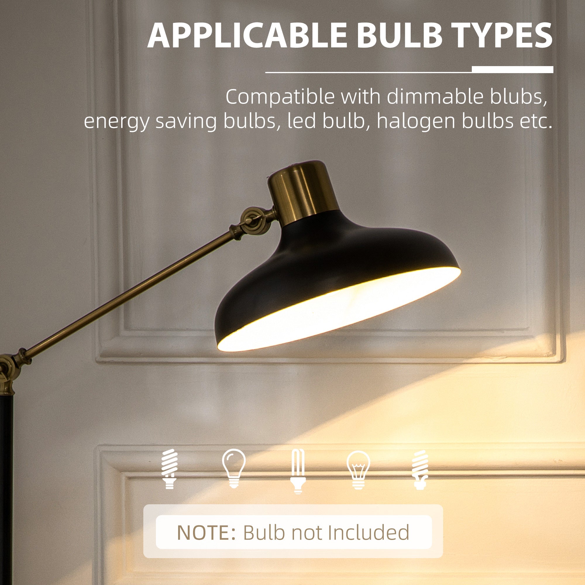 Adjustable Floor Lamp with Swivel Head – Industrial Black & Gold Reading Light for Living Room