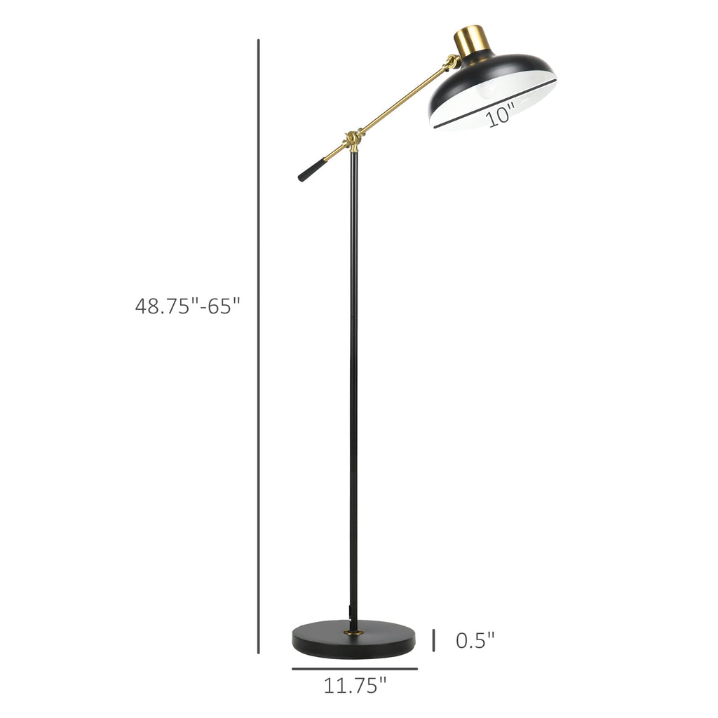 Adjustable Floor Lamp with Swivel Head – Industrial Black & Gold Reading Light for Living Room